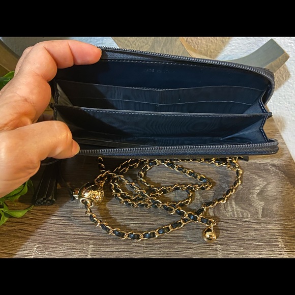 🖤🔱 Chanel Zippy Pearl Crush Wallet Chain Crossbody Shoulder Adjustable - Picture 7 of 13